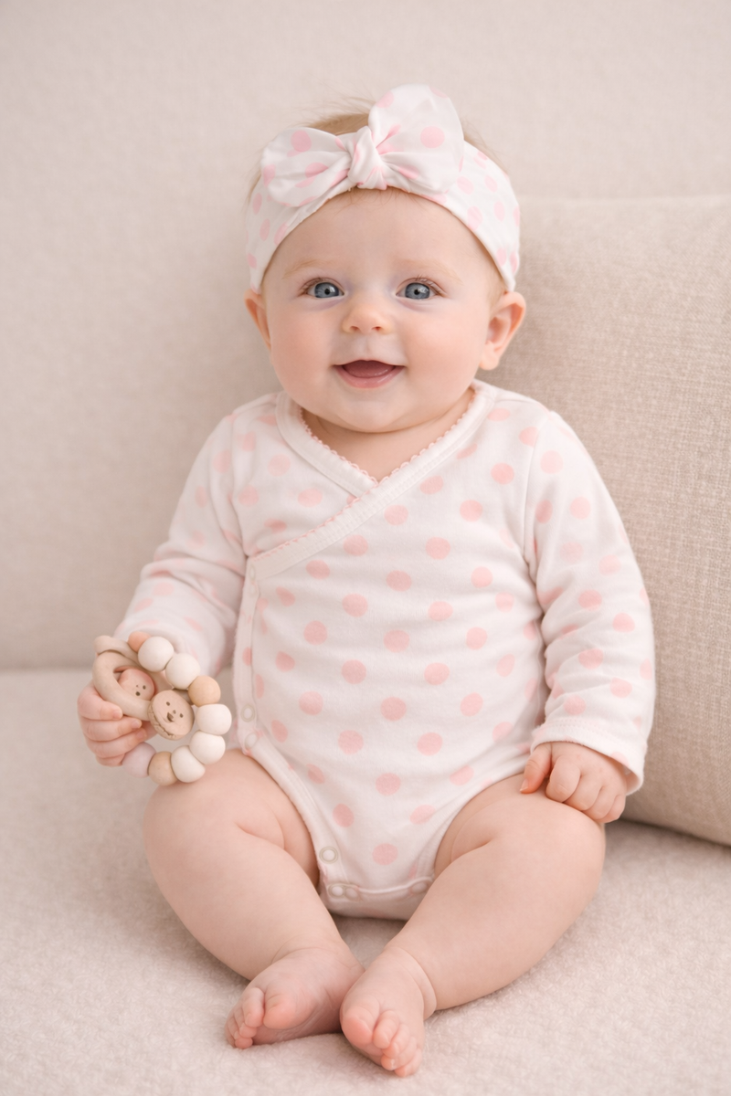 GOTS Certified Two Piece Set with Side Snap Bodysuit & Headband