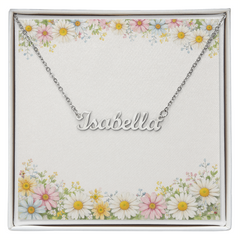 Plain Daisy Border - Personalised Name Necklace
