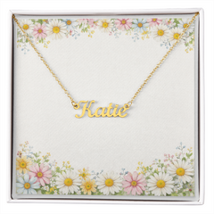 Plain Daisy Border - Personalised Name Necklace