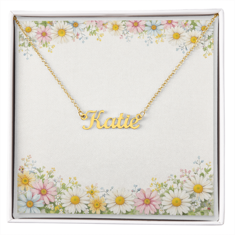 Plain Daisy Border - Personalised Name Necklace