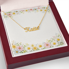 Plain Daisy Border - Personalised Name Necklace
