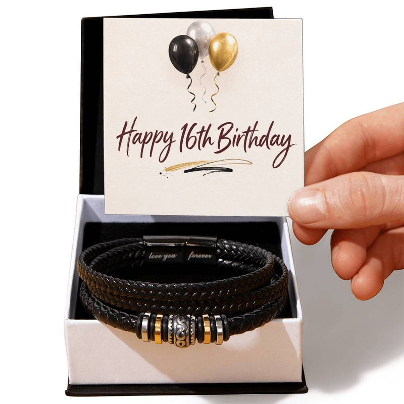 16th Birthday - Men's Vegan Leather Bracelet