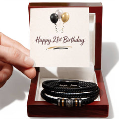21st Birthday - Men's Vegan Leather Bracelet