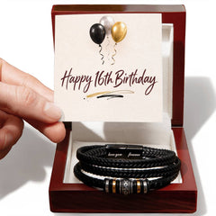 16th Birthday - Men's Vegan Leather Bracelet