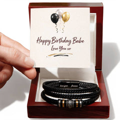 Happy Birthday Babe - Men's Vegan Leather Bracelet