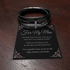 For My Man - Cross Leather Bracelet