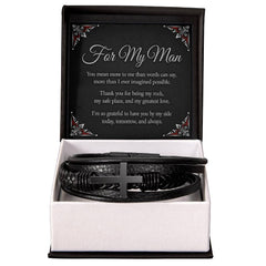 For My Man - Cross Leather Bracelet