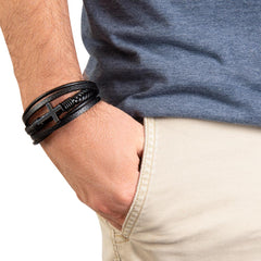 For My Son - Cross Leather Bracelet