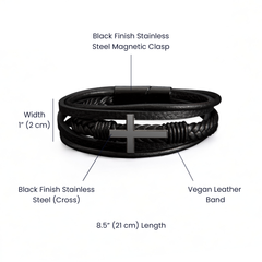 For My Son - Cross Leather Bracelet