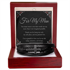 For My Man - Cross Leather Bracelet
