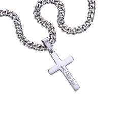 For My Son - Stainless Steel Personalised Cross with Cuban Link Chain