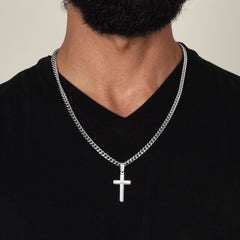 For My Man - Stainless Steel Personalised Cross with Cuban Chain