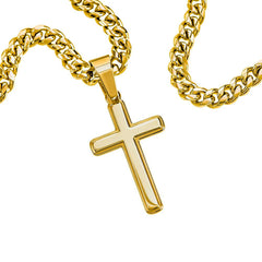 For My Son - Gold Personalised Cross with Cuban Link Chain
